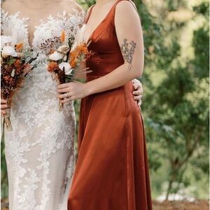 Bridesmaid Dress, Galina Signature, Size 4, Burnt Orange